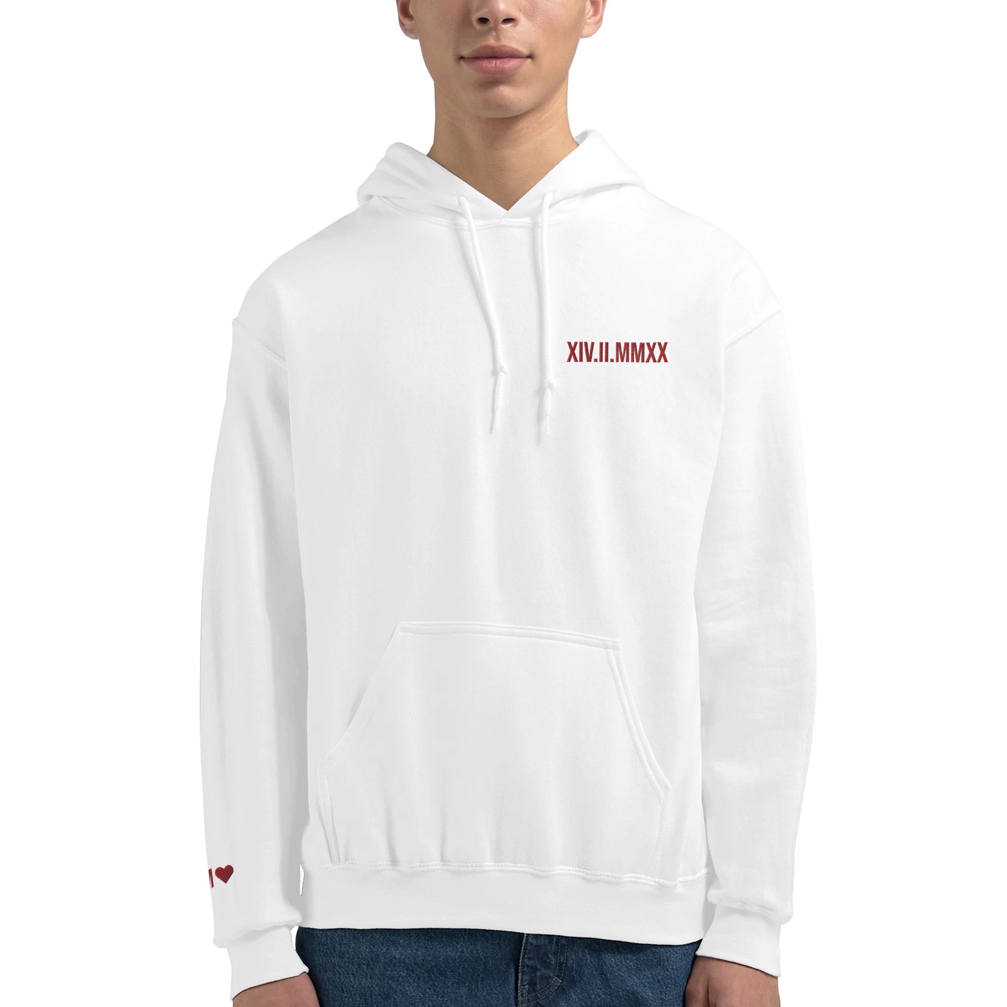 Sweat à capuche avec date romaine brodée